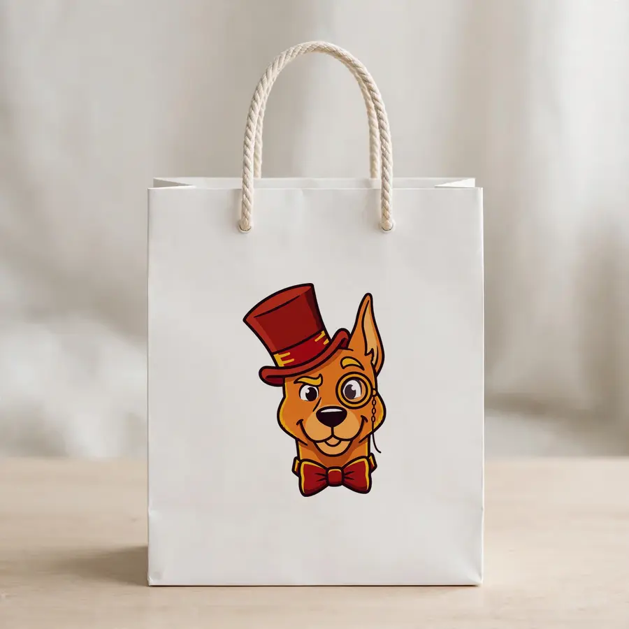 Dapper Doberman With Monocle and Top Hat on a gift bag
