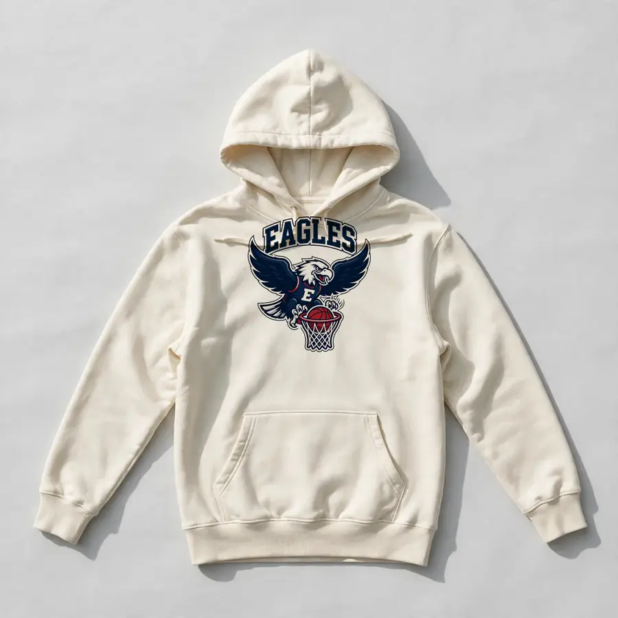Diving Eagle Dunking Through Hoop on a hoodie