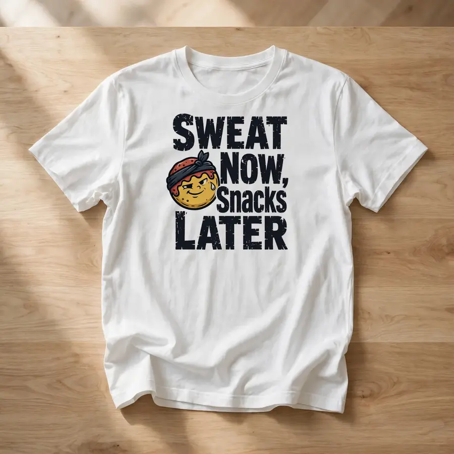 Winking Donut With Stacked Snacks Later Lettering on a white t-shirt
