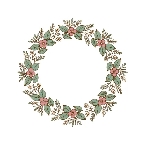 Pink Blossom Wreath With Sage Leaves