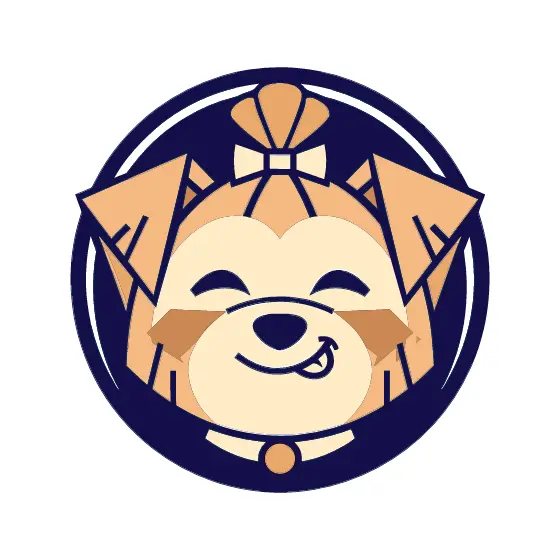 Smiling Tan Dog In Navy Circle