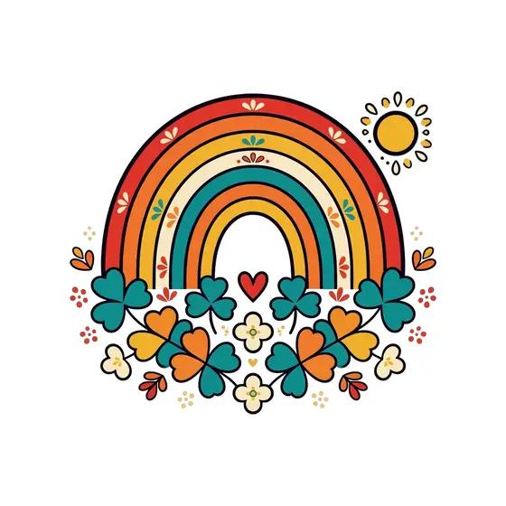 Rainbow Arch With Clover Field