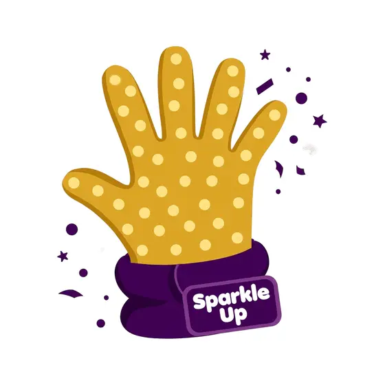Gold Sequin Glove Waving Hello