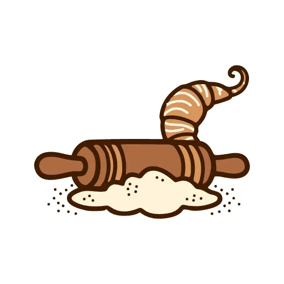 Rolling Pin and Croissant on Flour