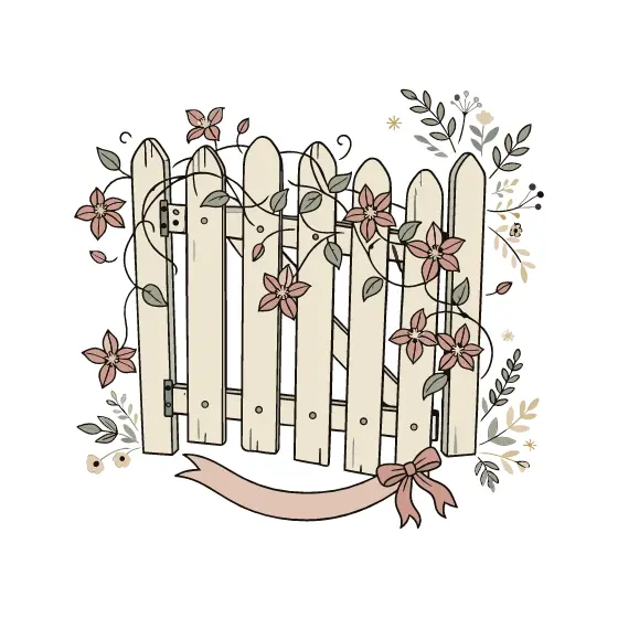 Picket Gate With Bow and Clematis