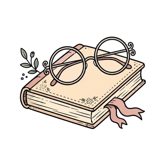 Cream Book With Spectacles And Rose Ribbon