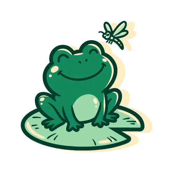 Grinning Frog With Dragonfly