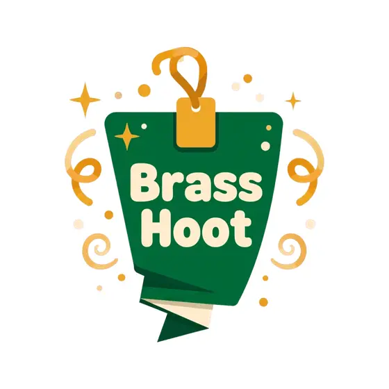 Green Brass Hoot Hanging Tag