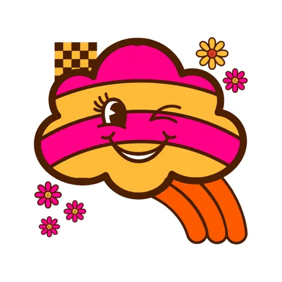 Pink Cloud With Orange Streamers