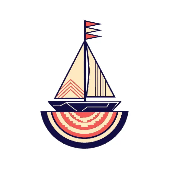 Geometric Sailboat Over Concentric Sea