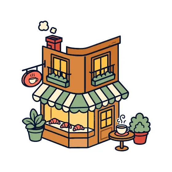 Cozy Isometric Bakery Cafe Storefront