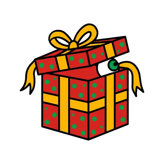 Red Polka Dot Gift Box With Eyeball