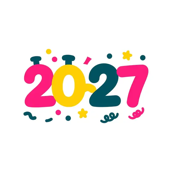 Pink Yellow Teal 2027 Lettering