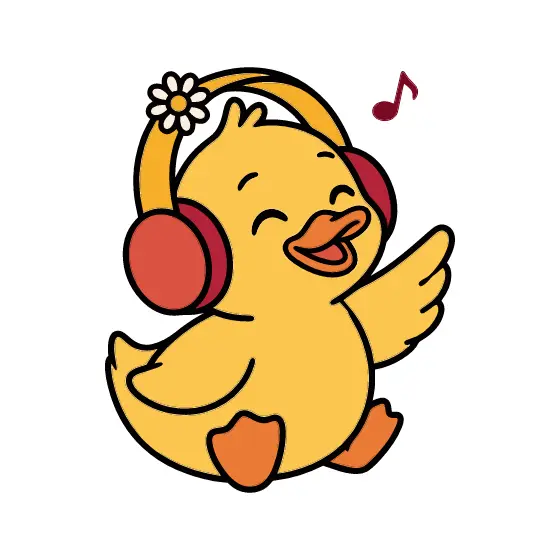 Happy Duck With Daisy Headphones