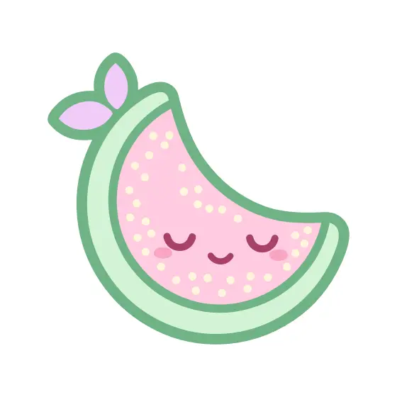 Sleepy Watermelon Slice With Lilac Leaves