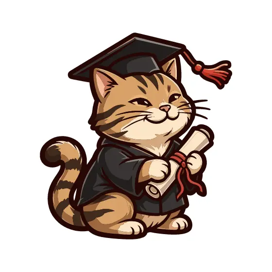 Black-Gowned Tabby Cat With Diploma