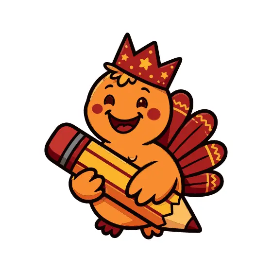 Turkey With Star Crown Clutching Pencil