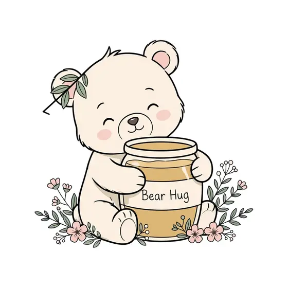 Cream Bear Hugging Honey Jar