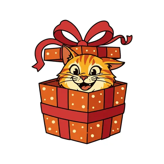Orange Cat Peeking From Polka Dot Box