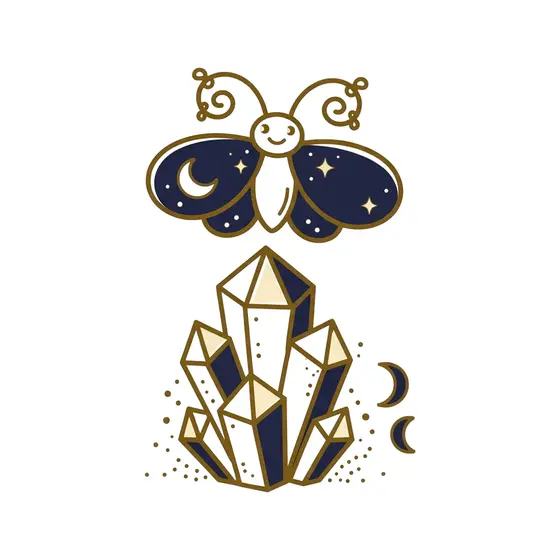 Smiling Moth Above Crystal Stack