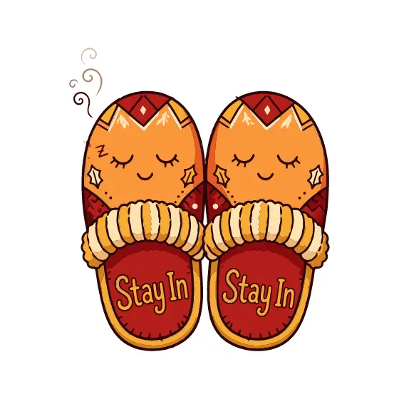 Patterned Slippers With Striped Cuffs