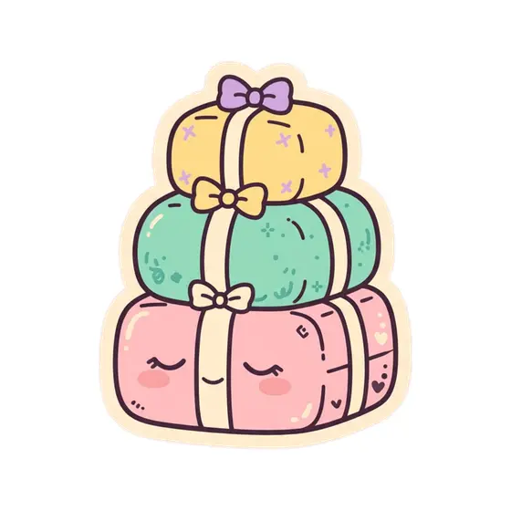 Sleepy Stacked Gift Boxes With Bows