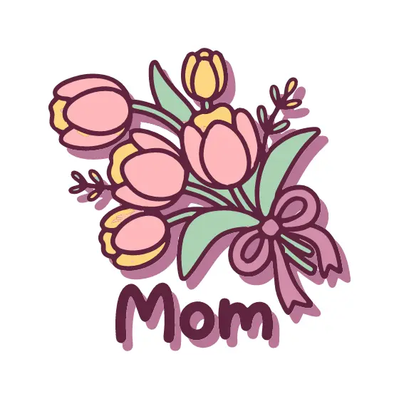 Loose Tulip Spray With Mom Text