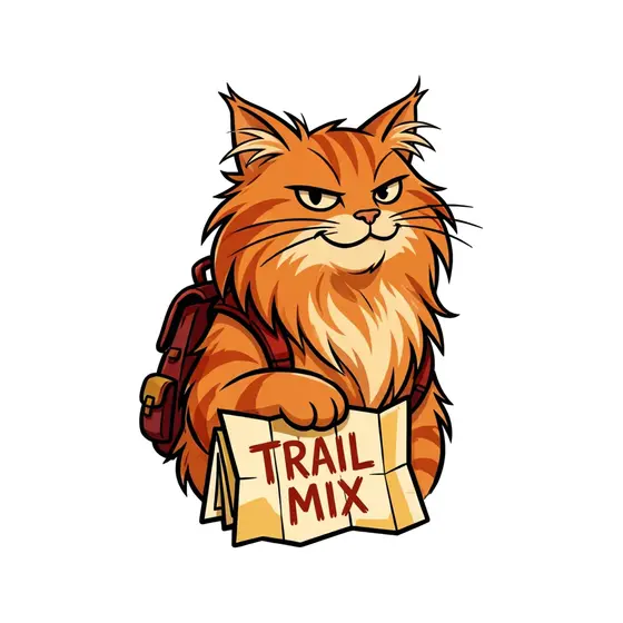 Long-Haired Cat With Trail Mix Map