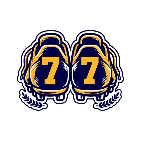 Twin Navy and Gold Football Cleats with Number 7