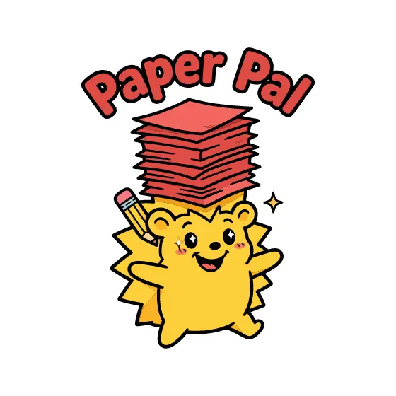 Yellow Hedgehog Balancing Red Paper Stack