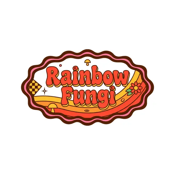 Brown Scalloped Oval Rainbow Fungi Badge