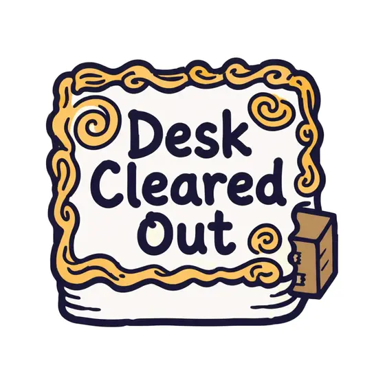 Desk Cleared Out Sheet Cake With Box