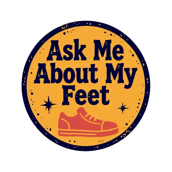 Circular Badge With Coral Sneaker Icon