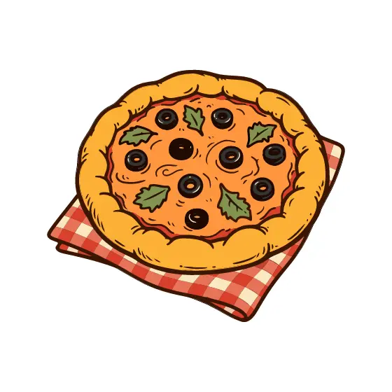 Whole Pizza With Olives on Checkered Cloth