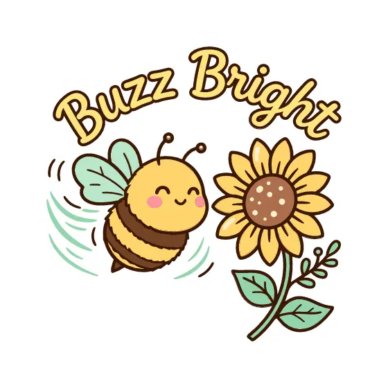 Smiling Bumblebee With Sunflower and Script