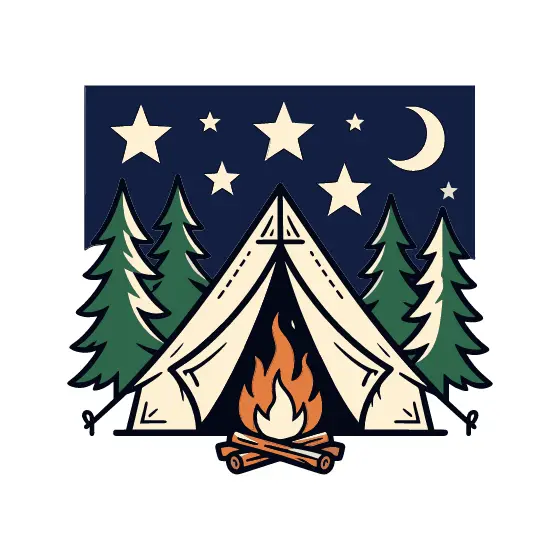 Night Camp Tent With Campfire