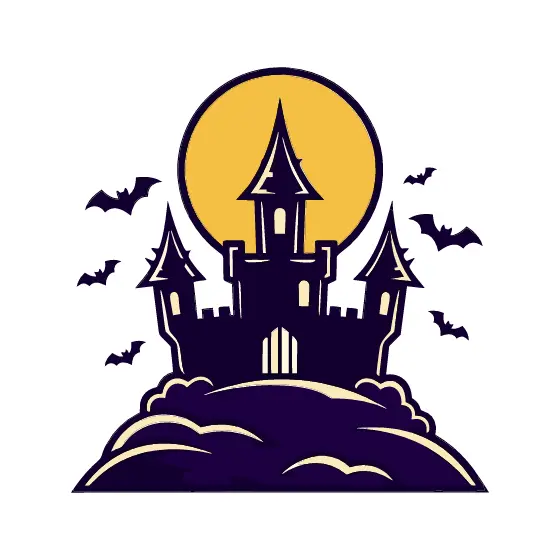 Haunted Castle Under Full Moon