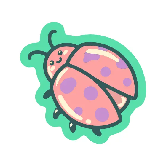 Tilted Pastel Ladybug with Lilac Dots
