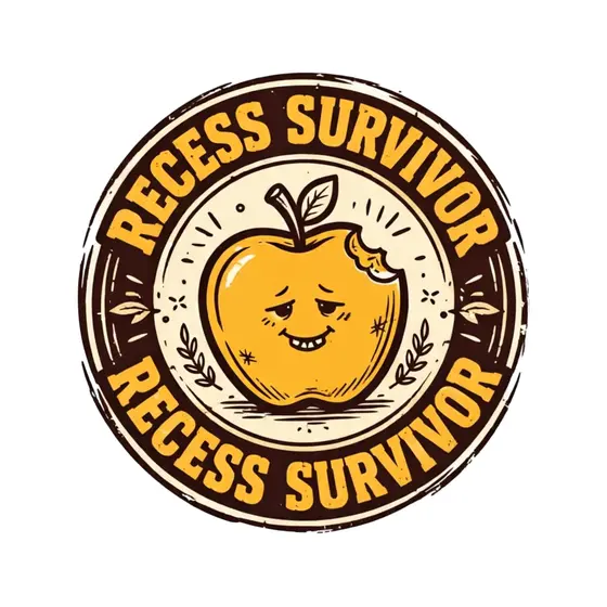 Recess Survivor Badge With Smiling Apple