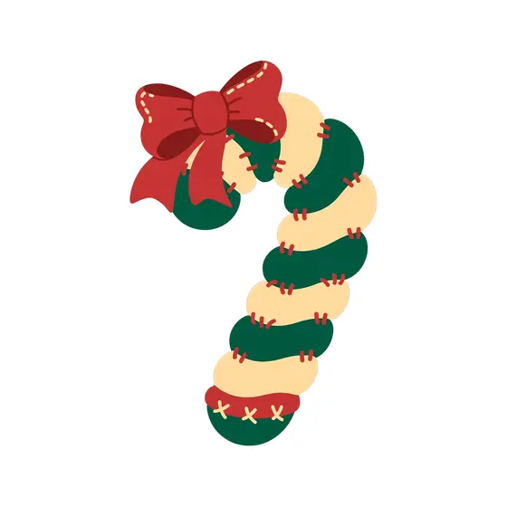 Green and Cream Candy Cane With Red Bow