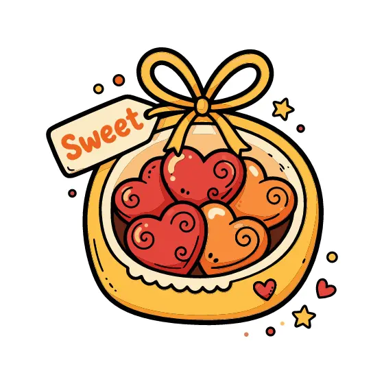 Gold Bag of Swirl Hearts