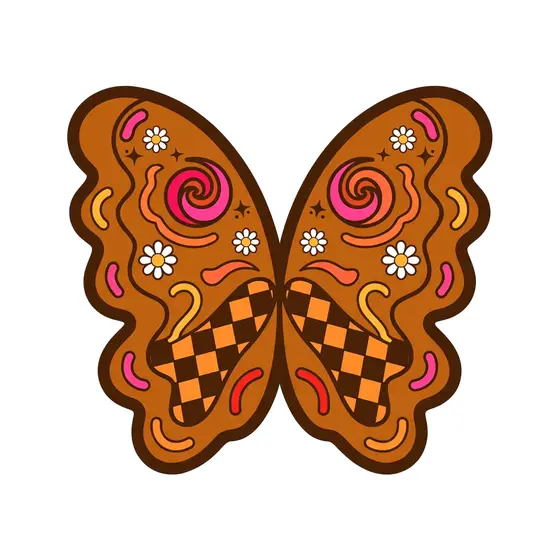 Brown Swirl Butterfly With Pink Accents
