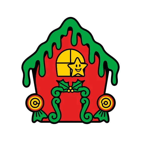 Red House With Dripping Green Icing
