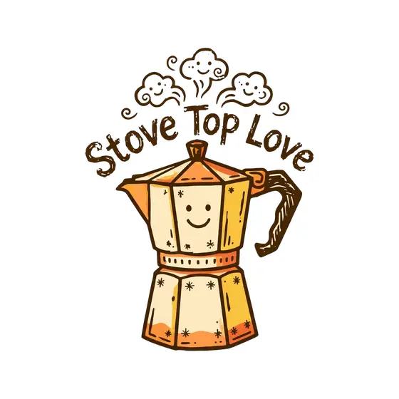 Smiling Moka Pot With Steam Clouds