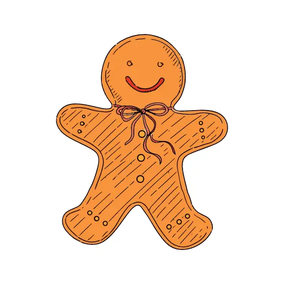 Gingerbread Man With Red Bow and Smile
