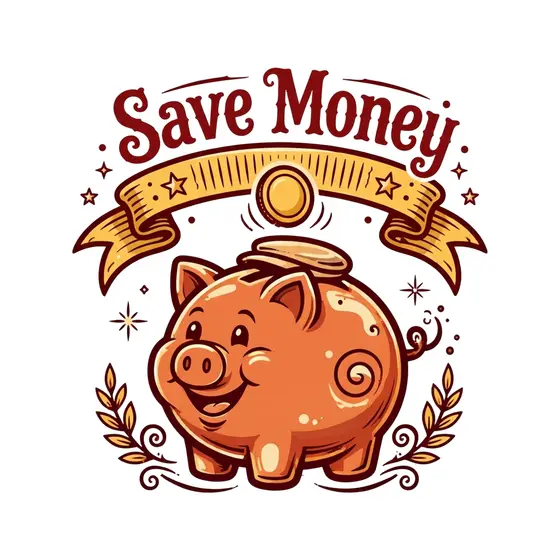 Save Money Piggy Bank With Coin On Top