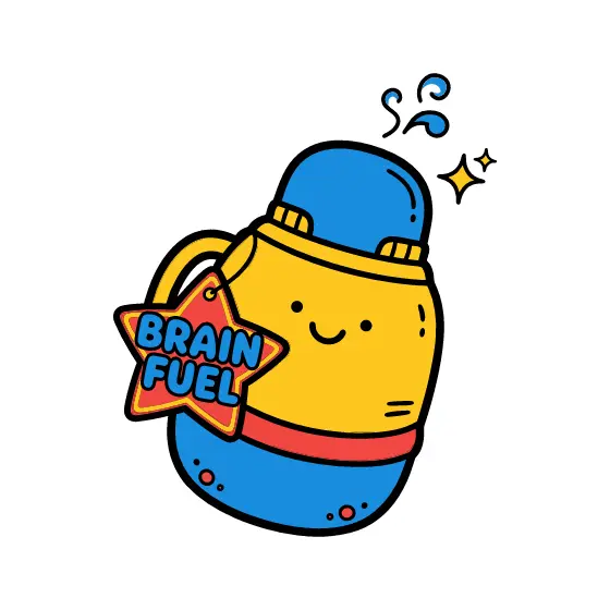 Yellow Thermos With Brain Fuel Badge