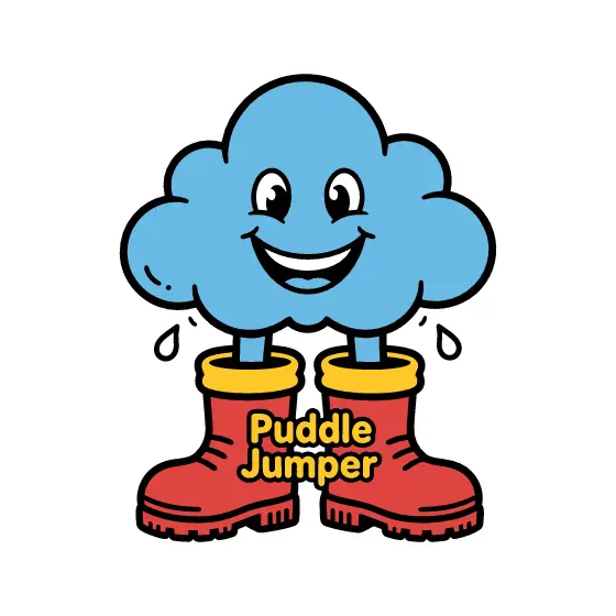 Grinning Blue Cloud in Red Boots