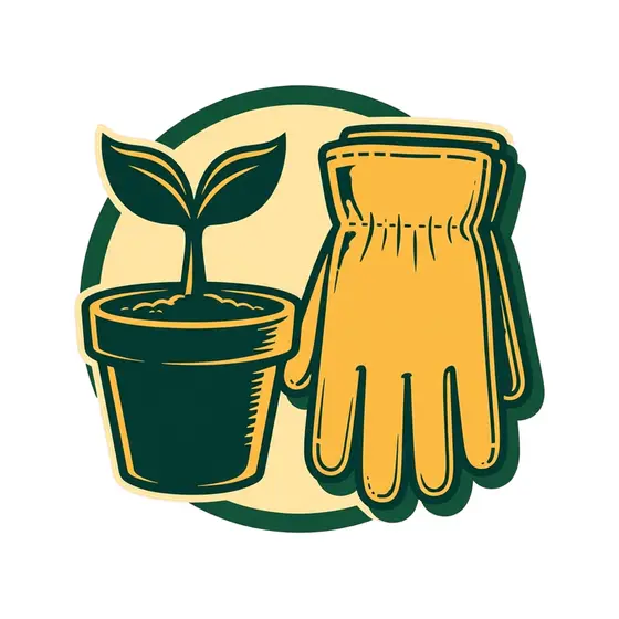 Sprout Pot With Yellow Gloves