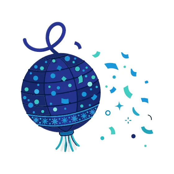 Navy Disco Ball Lantern With Confetti
